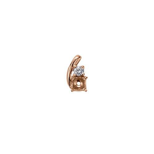 ペンダントトップ 18金 ピンクゴールド 天然石 ウェーブラインの二粒ペンダント 主石の直径約4.4mm 四本爪留めの画像