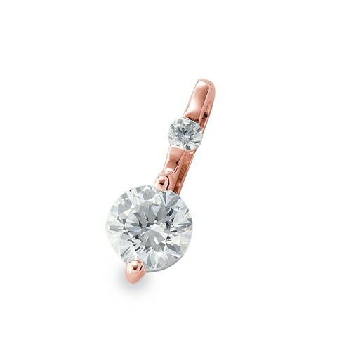 ペンダントトップ 18金 ピンクゴールド 天然石 二粒ペンダント 主石の直径約3.8mm 二本爪留め