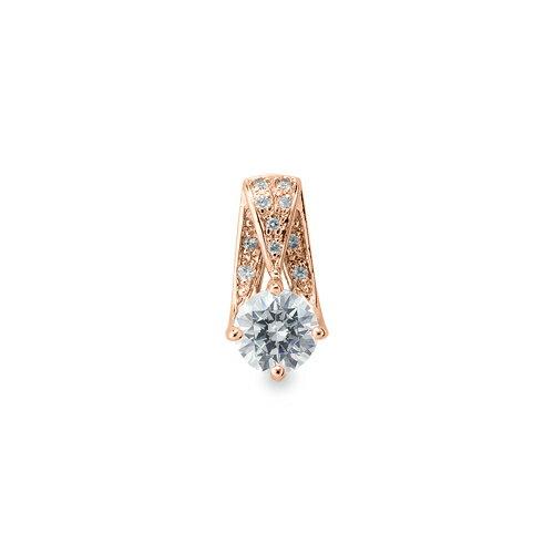 ペンダントトップ 18金 ピンクゴールド 天然石 パヴェバチカンの一粒ペンダント 主石の直径約5.2mm 四本爪留めの画像