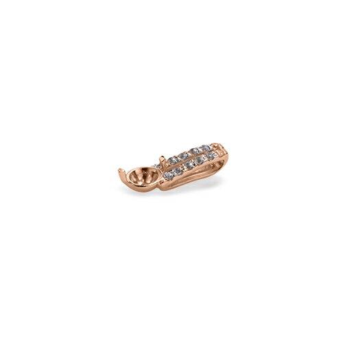 ペンダントトップ 18金 ピンクゴールド 天然石 メレ付きバチカンの一粒ペンダント 主石の直径約4.4mm 二本爪留めの画像