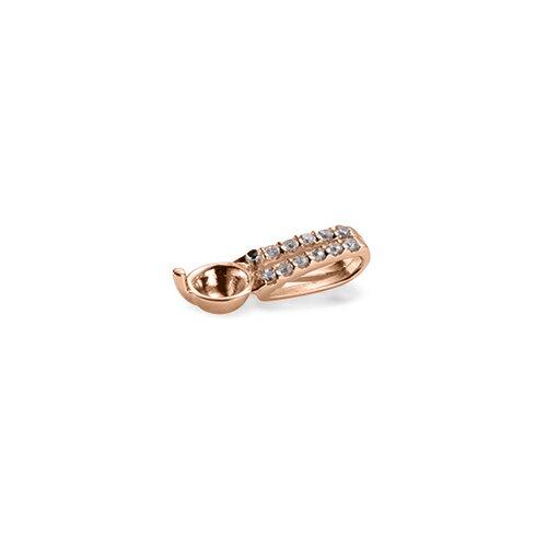 ペンダントトップ 18金 ピンクゴールド 天然石 メレ付きバチカンの一粒ペンダント 主石の直径約5.2mm 二本爪留めの画像