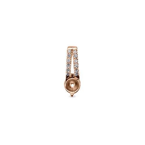 ペンダントトップ 18金 ピンクゴールド 天然石 メレ付きバチカンの一粒ペンダント 主石の直径約5.2mm 二本爪留めの画像