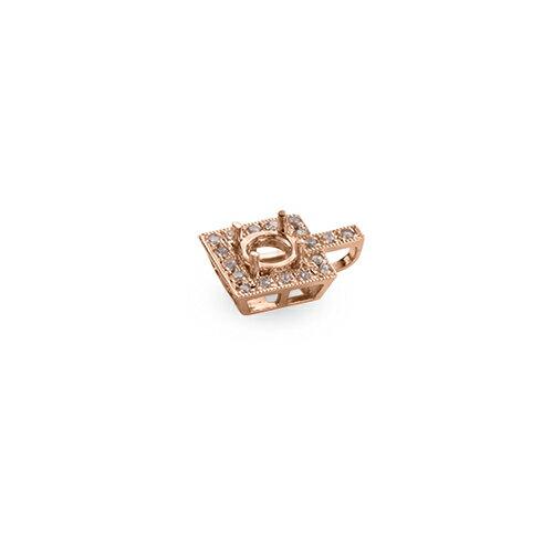 ペンダントトップ 18金 ピンクゴールド 天然石 スクウェア型の取り巻きペンダント 主石の直径約4.4mm ミル打ち 四本爪留めの画像