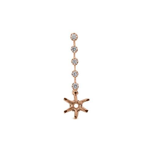 ペンダントトップ 18金 ピンクゴールド 天然石 メレが並んだスティックペンダント 主石の直径約5.2mm 六本爪留めの画像