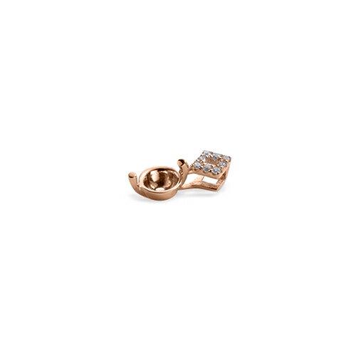 ペンダントトップ 18金 ピンクゴールド 天然石 ダイヤラインにメレが並んだ一粒ペンダント 主石の直径約5.2mm 二本爪留めの画像