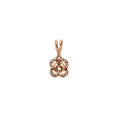 ペンダントトップ 18金 ピンクゴールド 天然石 花モチーフの取り巻きペンダント 主石の直径約4.4mm 四本爪留めの画像