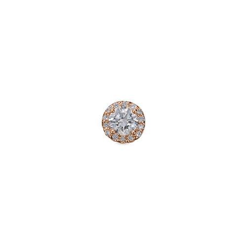 ペンダントトップ 18金 ピンクゴールド 天然石 取り巻きスルーペンダント 主石の直径約4.4mm 四本爪留めの画像