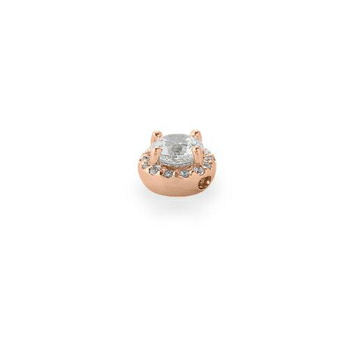 ペンダントトップ 18金 ピンクゴールド 天然石 取り巻きスルーペンダント 主石の直径約4.4mm 四本爪留めの画像