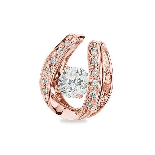 【中古品 】 ペンダントトップ 18金 ピンクゴールド 天然石 主石が揺れるＵ字モチーフにメレが並んだペンダント 主石の直径約3.4mm 【FK9292684972】(33514円)