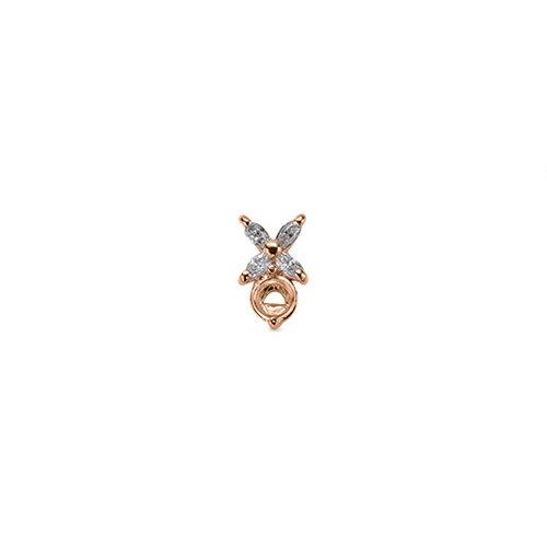 ペンダントトップ 18金 ピンクゴールド 天然石 マーキスメレの花モチーフが付いた一粒ペンダント 主石の直径約3.8mm 二本爪留めの画像