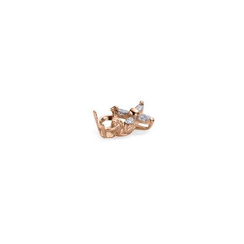 ペンダントトップ 18金 ピンクゴールド 天然石 マーキスメレの花モチーフが付いた一粒ペンダント 主石の直径約3.8mm 四本爪留めの画像