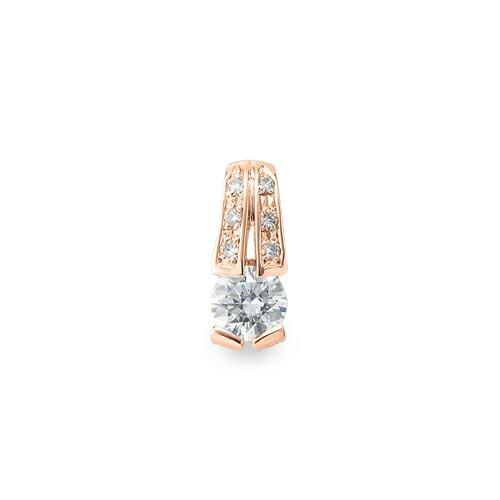 ペンダントトップ 18金 ピンクゴールド 天然石 メレ付きバチカンの一粒ペンダント 主石の直径約4.4mm レール留めの画像