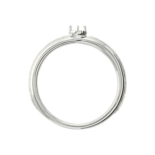 指輪 18金 ホワイトゴールド 天然石 ミル打ちラインの一粒リング 主石の直径約3.0mm ソリティア 六本爪留めの画像