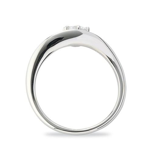 【新品 送料込み】 指輪 18金 ホワイトゴールド 天然石 サイドストーンリング 主石の直径約4.4mm ウェーブ 六本爪留め 【EIM1399087314】(50458円)