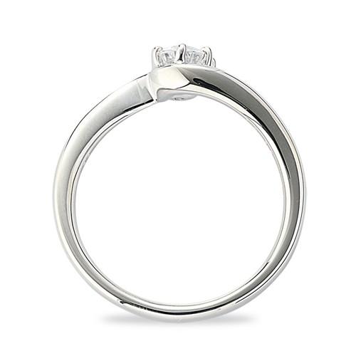 ローボード 指輪 18金 ホワイトゴールド 天然石 サイドストーンリング 主石の直径約4.4mm ウェーブ 六本爪留め 【DGJ1098795401】(39628円)