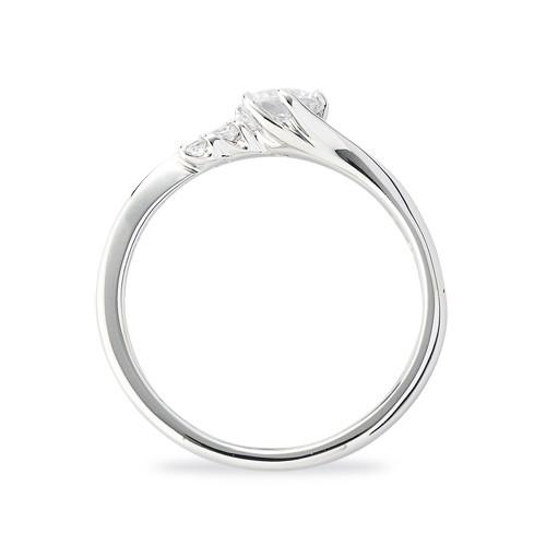 【超激レア】 指輪 18金 ホワイトゴールド 天然石 サイドストーンリング 主石の直径約4.4mm ウェーブ 六本爪留め 【BCD9815618956】(35400円)