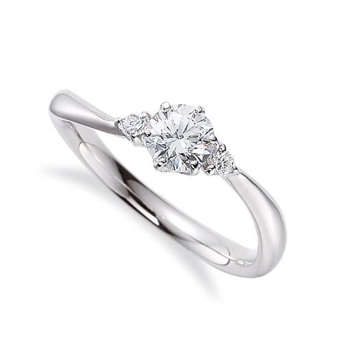 指輪 18金 ホワイトゴールド 天然石 サイドストーンリング 主石の直径約4.4mm ウェーブ 六本爪留め