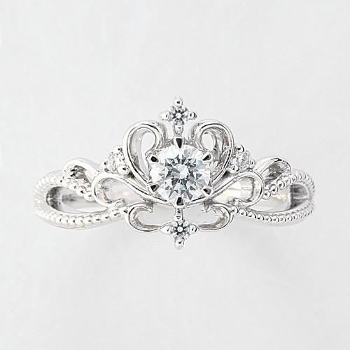 指輪 18金 ホワイトゴールド 天然石 ティアラモチーフのデザインリング