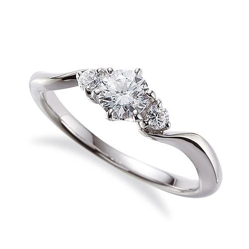 指輪 18金 ホワイトゴールド 天然石 サイドストーンリング 主石の直径約4.4mm ウェーブ 六本爪留め