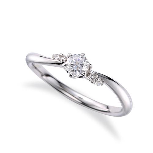 指輪 18金 ホワイトゴールド 天然石 サイドストーンリング 主石の直径約4.4mm ウェーブ 六本爪留め