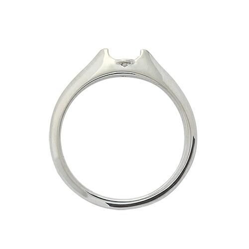 指輪 18金 ホワイトゴールド 天然石 一粒リング 主石の直径約3.8mm ソリティア 二本爪留めの画像