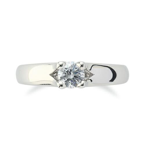 指輪 18金 ホワイトゴールド 天然石 一粒リング 主石の直径約4.4mm ソリティア 四本爪留めの画像