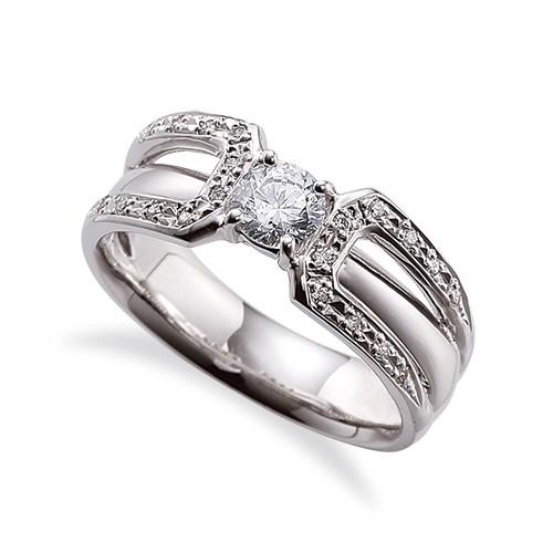 指輪 18金 ホワイトゴールド 天然石 サイドストーンリング 主石の直径約4.4mm 割り腕 四本爪留め