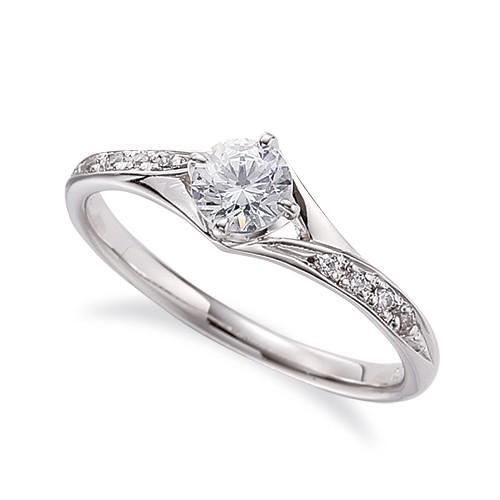 指輪 18金 ホワイトゴールド 天然石 サイドストーンリング 主石の直径約4.4mm 割り腕 四本爪留め