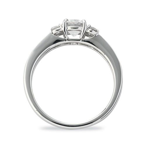 【訳あり品】 指輪 18金 ホワイトゴールド 天然石 バゲットメレのサイド一文字リング 主石の直径約5.2mm 四本爪留め 【TM3355683186】(121023円)