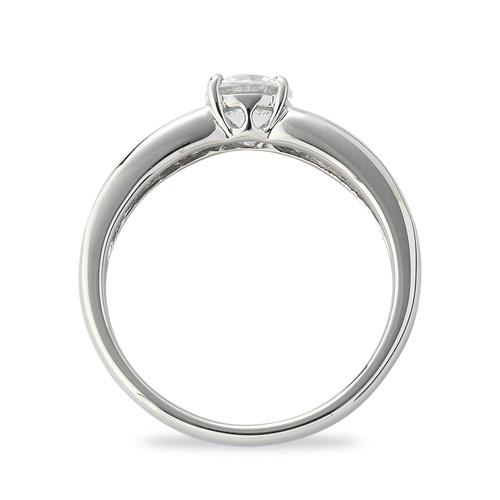 ★11時間以内発送★美品 指輪 18金 ホワイトゴールド 天然石 バゲットメレのサイド一文字リング 主石の直径約5.2mm 四本爪留め 【SKC2304056143】(83096円)