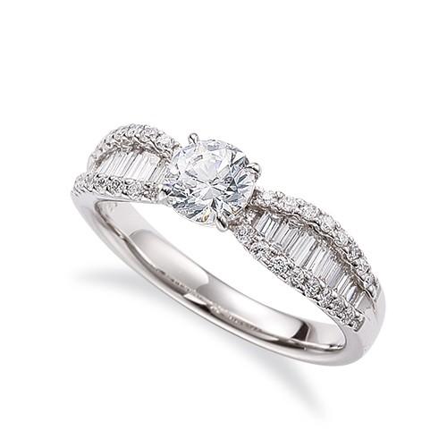 高評価続出！ 指輪 18金 ホワイトゴールド 天然石 バゲットメレのサイド一文字リング 主石の直径約5.2mm 四本爪留め 【RIZ4285665429】(154563円)