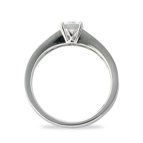 完動品 指輪 18金 ホワイトゴールド 天然石 バゲットメレのサイド一文字リング 主石の直径約5.2mm 四本爪留め 【2911232892】(104994円)