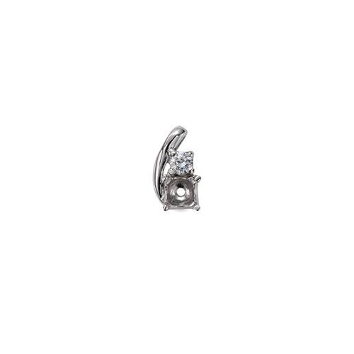 ペンダントトップ 18金 ホワイトゴールド 天然石 ウェーブラインの二粒ペンダント 主石の直径約4.4mm 四本爪留めの画像