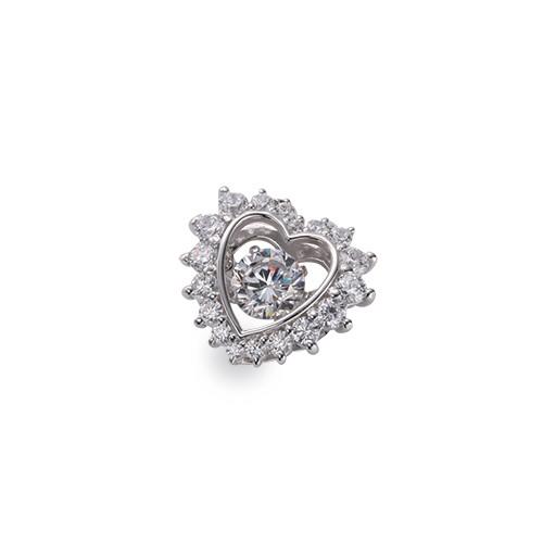 ペンダントトップ 18金 ホワイトゴールド 天然石 主石が揺れるハートモチーフの透かし取り巻きペンダント 主石の直径約5.2mm