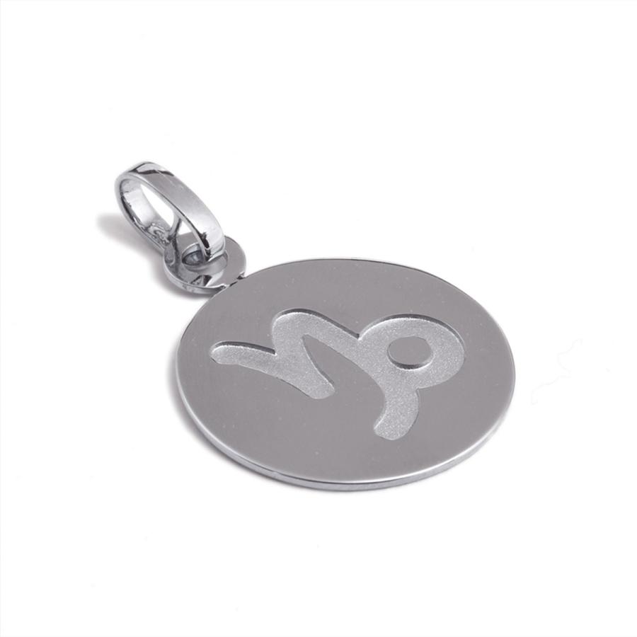 ペンダントトップ 18金 ホワイトゴールド 山羊座 やぎ座 彫り込み