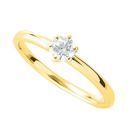 指輪 18金 イエローゴールド 天然石 一粒リング 主石の直径約3.8mm ソリティア 六本爪留め