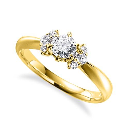 指輪 18金 イエローゴールド 天然石 サイドストーンリング 主石の直径約3.8mm 六本爪留め(47820円)