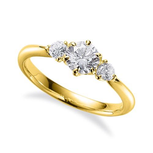 指輪 18金 イエローゴールド 天然石 サイドストーンリング 主石の直径約3.8mm 六本爪留め(50243円)