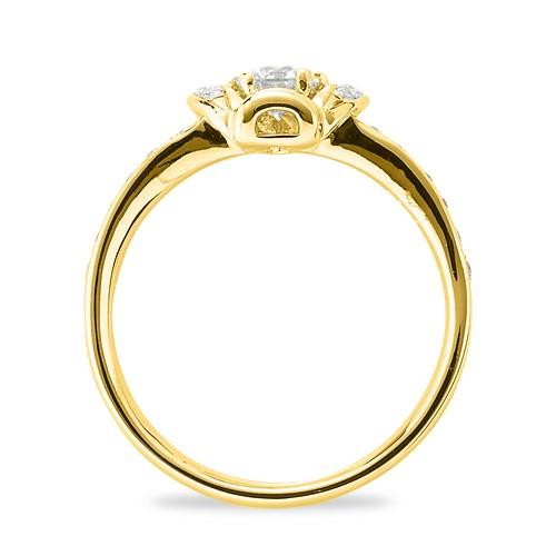 指輪 18金 イエローゴールド 天然石 王冠モチーフのサイドストーン