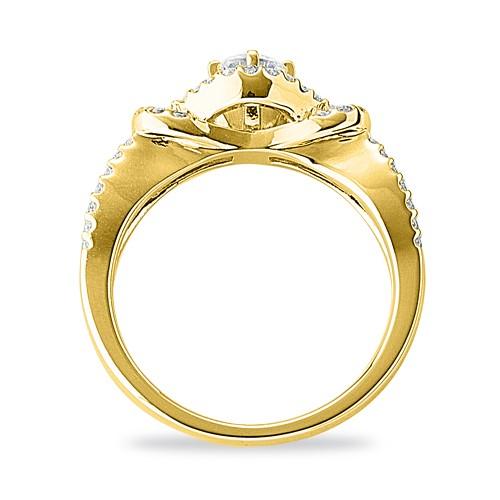 【新品訳あり】 指輪 18金 イエローゴールド 天然石 メレのラインが豪華な取り巻きリング 主石の直径約3.8mm 割り腕 四本爪留め 【KU3056547788】(110235円)