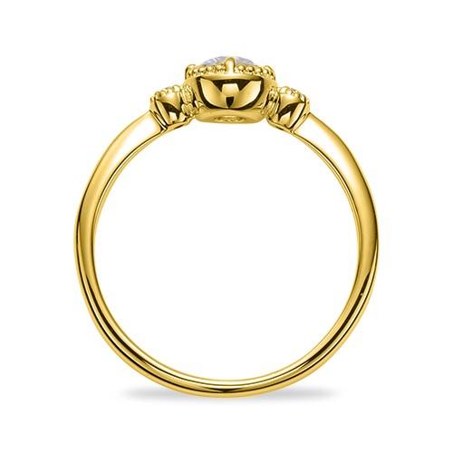 指輪 18金 イエローゴールド 天然石 メレ周りミル打ちのサイド