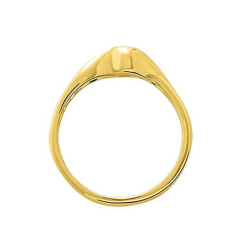 指輪 18金 イエローゴールド 天然石 一粒リング 主石の直径約3.8mm ソリティア 抱き合わせ腕 レール留めの画像