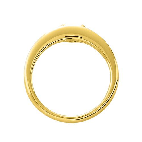 指輪 18金 イエローゴールド 天然石 一粒リング 主石の直径約3.8mm ソリティア 割り腕 レール留めの画像