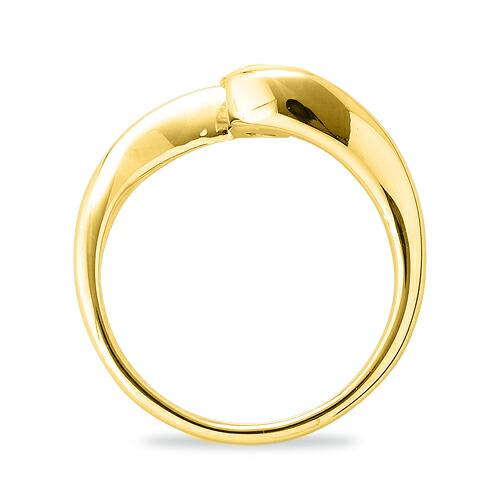 指輪 18金 イエローゴールド 天然石 一粒リング 主石の直径約5.2mm ソリティア 抱き合わせ腕 レール留めの画像