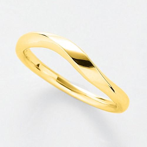指輪 18金 イエローゴールド シンプルモダンなウェーブリング 幅2.8mm