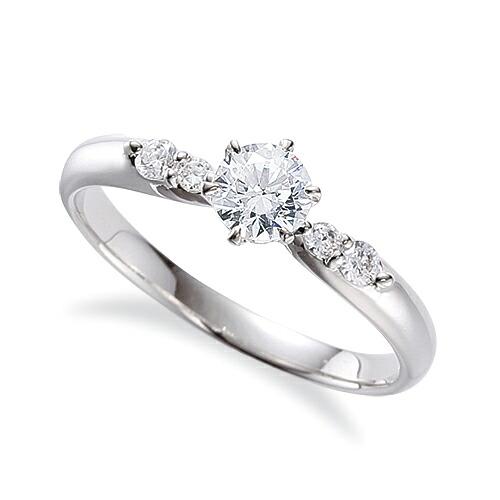 指輪 PT900 プラチナ 天然石 サイドストーンリング 主石の直径約4.4mm しぼり腕 六本爪留め