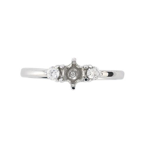 指輪 PT900 プラチナ 天然石 サイドストーンリング 主石の直径約4.4mm 六本爪留めの画像