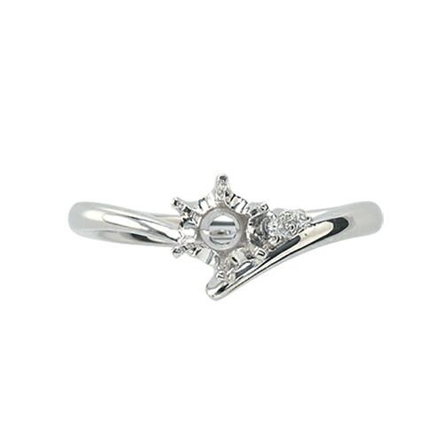 指輪 PT900 プラチナ 天然石 サイドストーンリング 主石の直径約5.2mm V字 六本爪留めの画像