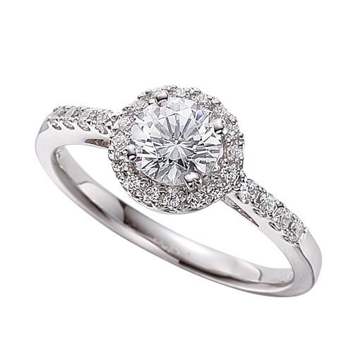 指輪 PT900 プラチナ 天然石 サイド一文字の取り巻きリング 主石の直径約5.2mm 四本爪留め