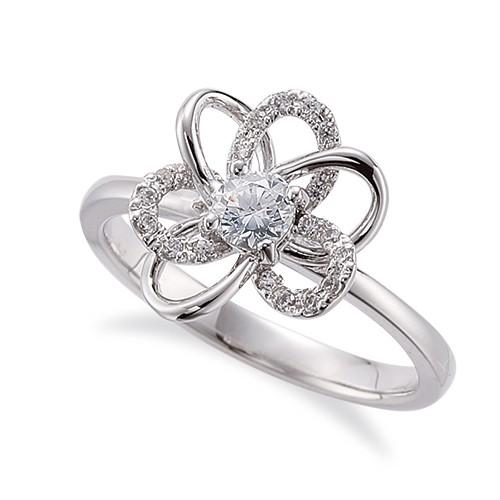 指輪 PT900 プラチナ 天然石 メレがラインになった花モチーフリング 主石の直径約3.8mm 四本爪留め(68883円)